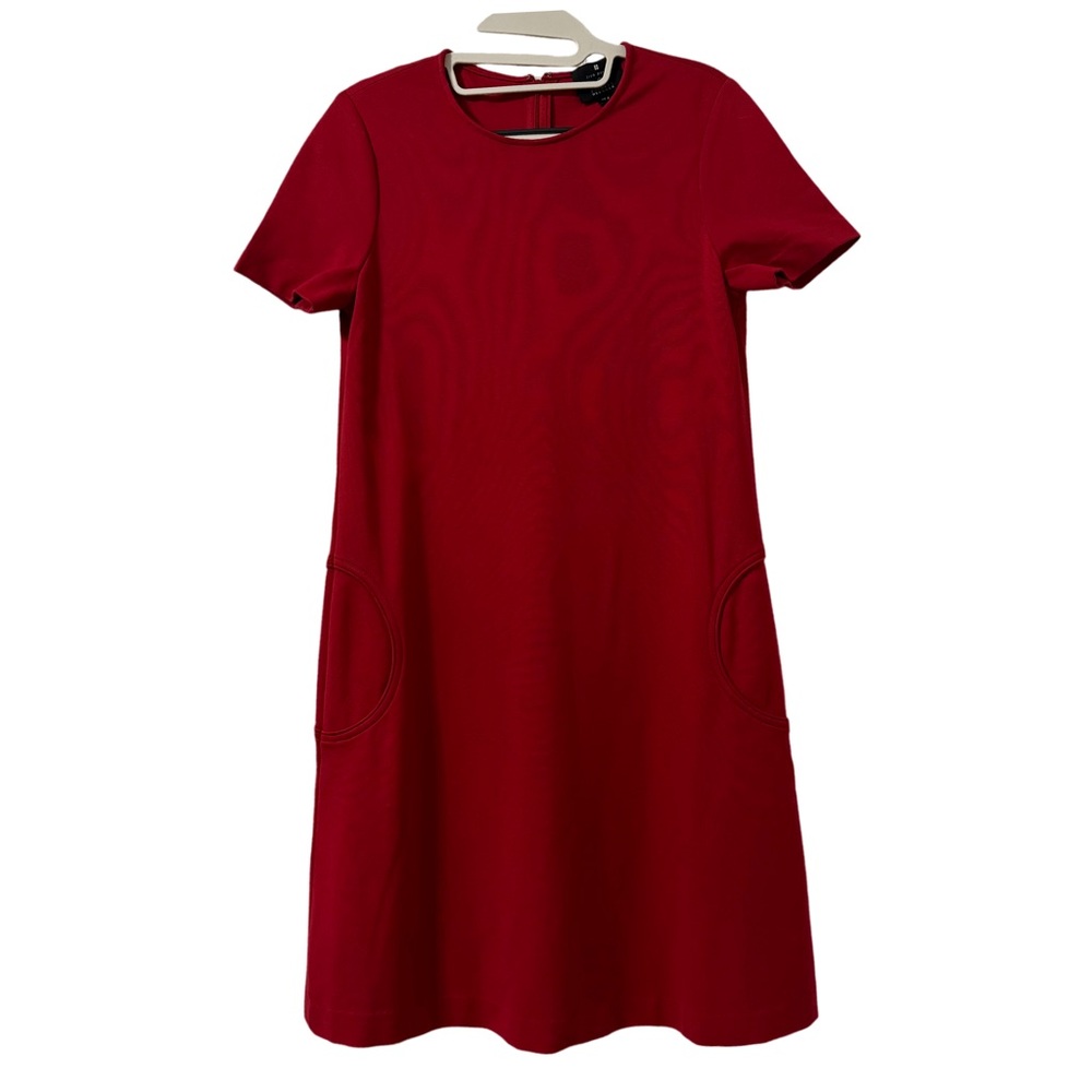 Lisa Perry Womens Red Mini Dress Round Pockets Size 4 Designer‎ Party Holiday
